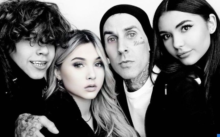 A proud father, Travis Barker with his three kids.